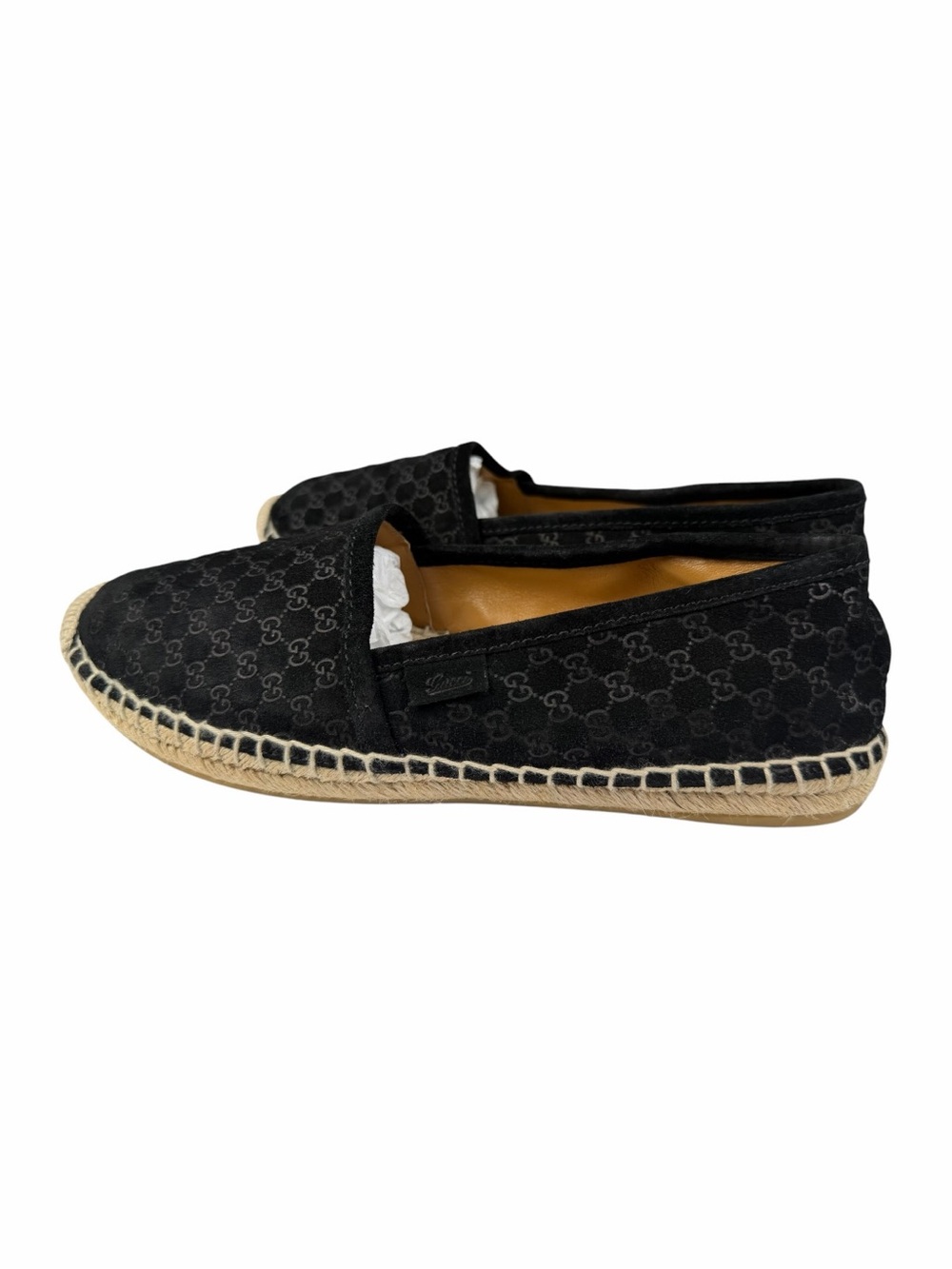 Gucci Microguccissima Pattern Suede Slip-On Espadrilles Flats In Black Size 37.5 - Picture 3 of 13